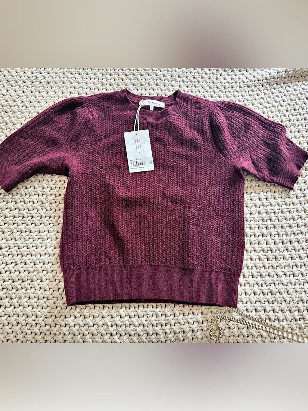 FRAME The Chain Pointelle Sweater Pointelle Sweater in Purple Size XS NWT